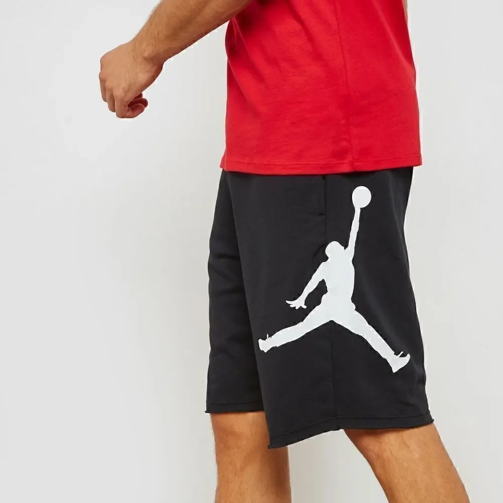 Air Jordan 1 3 4 5 6 8 11 13 14 Retro OG Jumpman Logo Fleece Shorts Black White